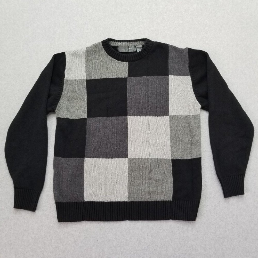 Oscar De La Renta Sweater Mens Large Pullover Long‎ Sleeve Color Block